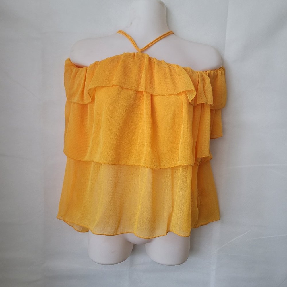 H&M Yellow Off Shoulder Halter Top Size 10